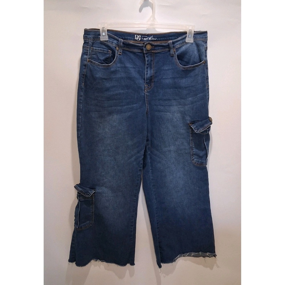 Diane Gilman DG2 Jeans 16W New Classic Stretch Blue Cargo Capri Pedal Pushers